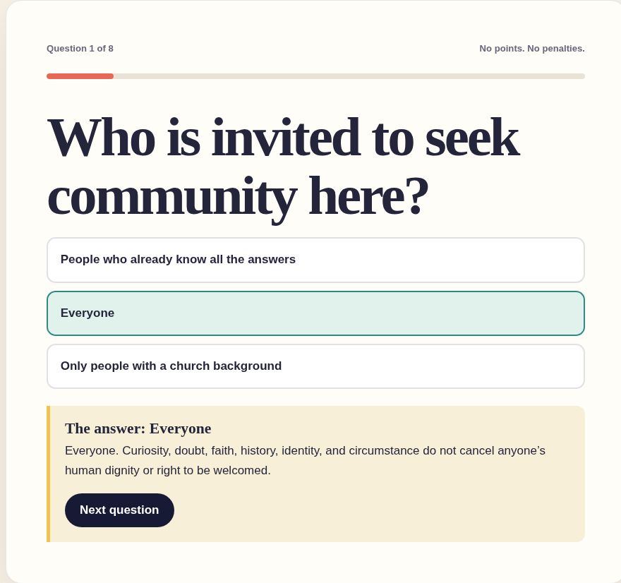 Preview of the What Welcome Looks Like trivia game